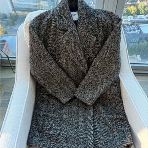 Oversized Abercrombie & Fitch Black and White Herringbone coat